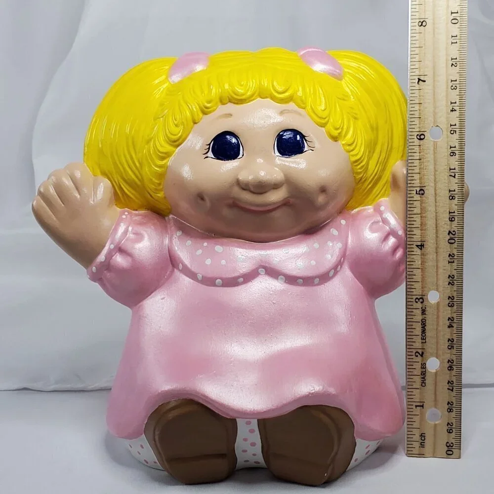 Cabbage Patch Kids Ceramic Figure hand painted Pink Blonde Girl 7.5 inches Tall